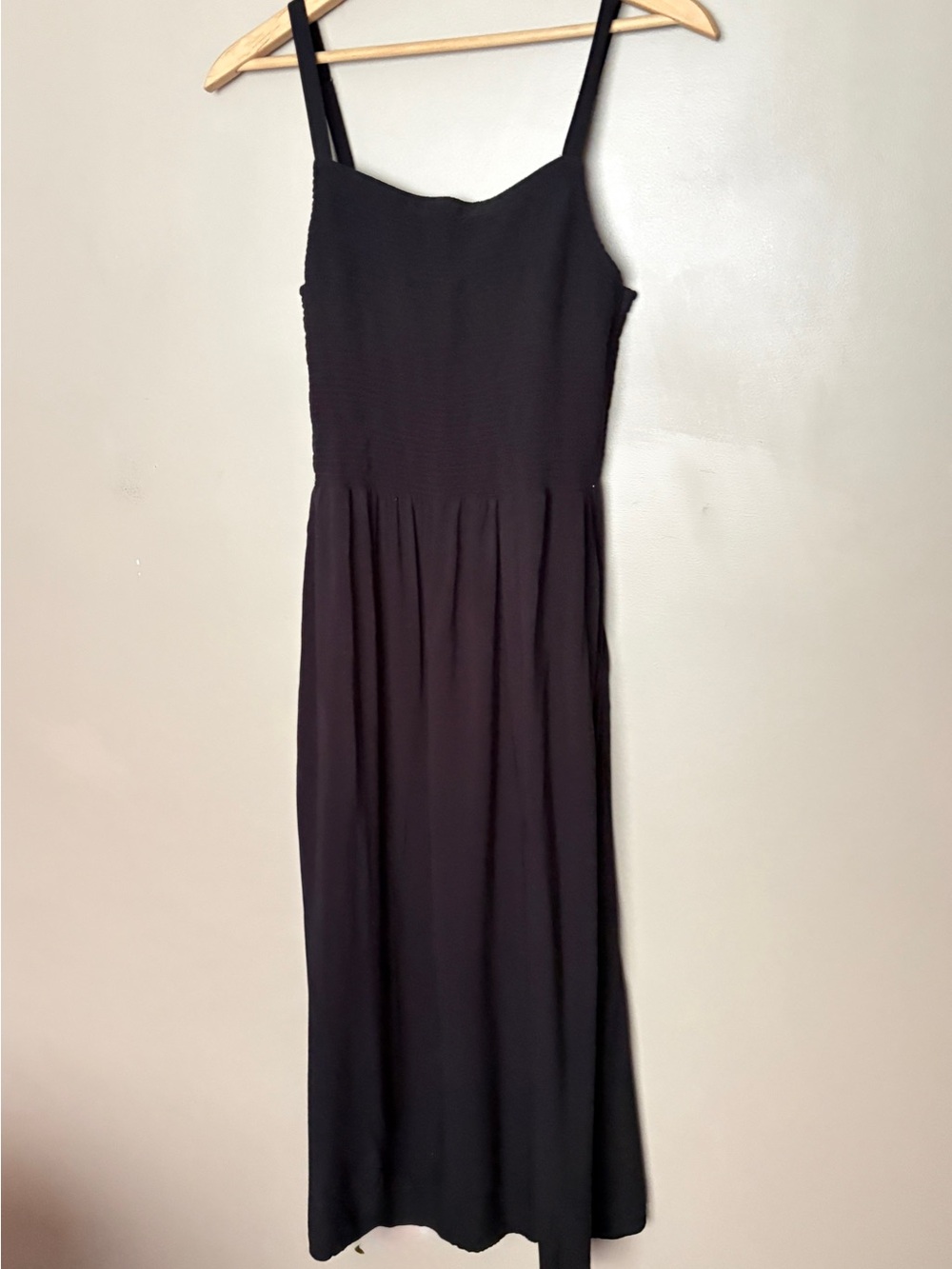 Old Navy fit & flare smocked midi sundress black summer dress viscose L tall EUC - Picture 5 of 15